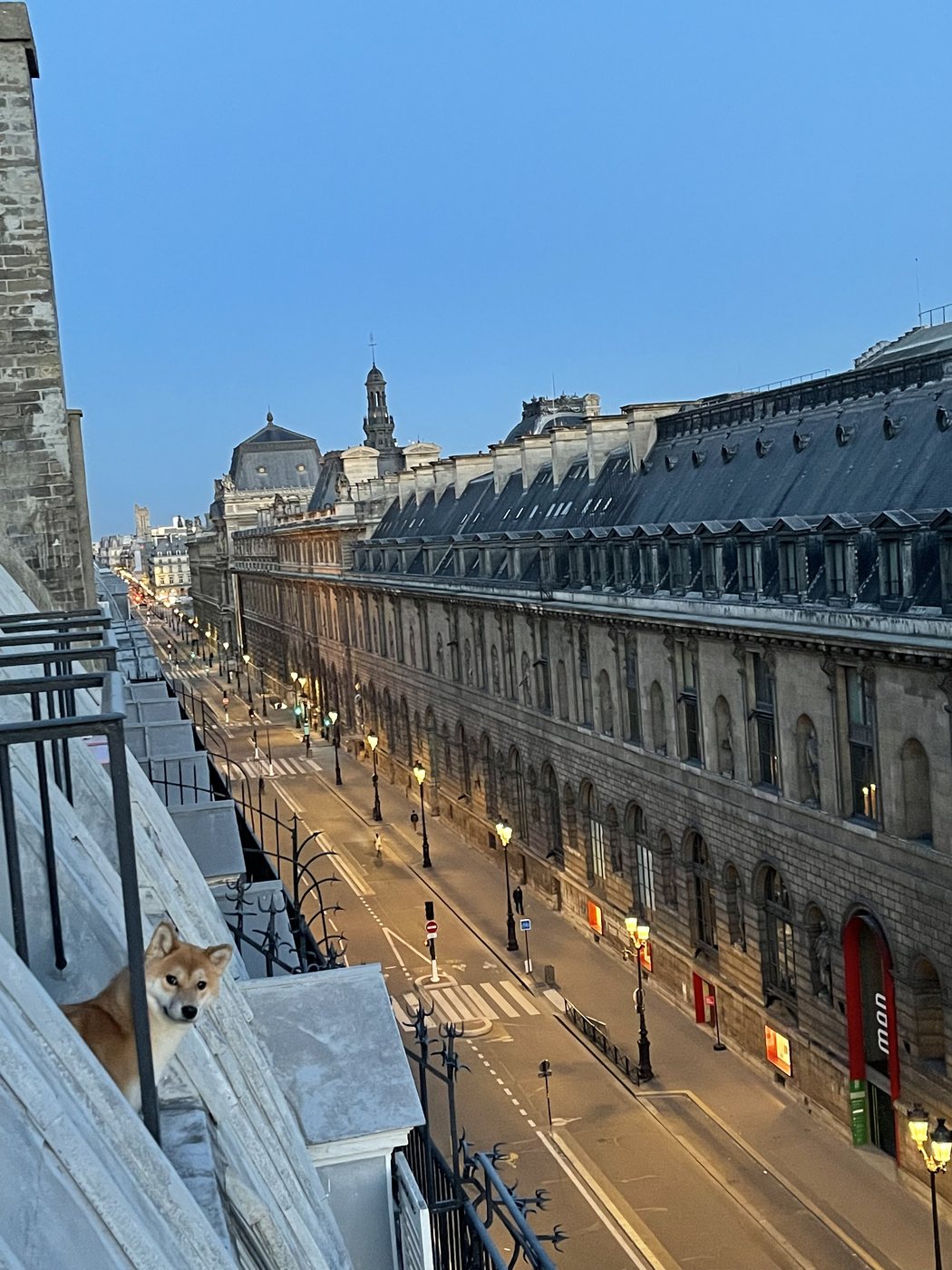 Sweeping view over the rue de Rivoli from the Rentygo apartment in Paris